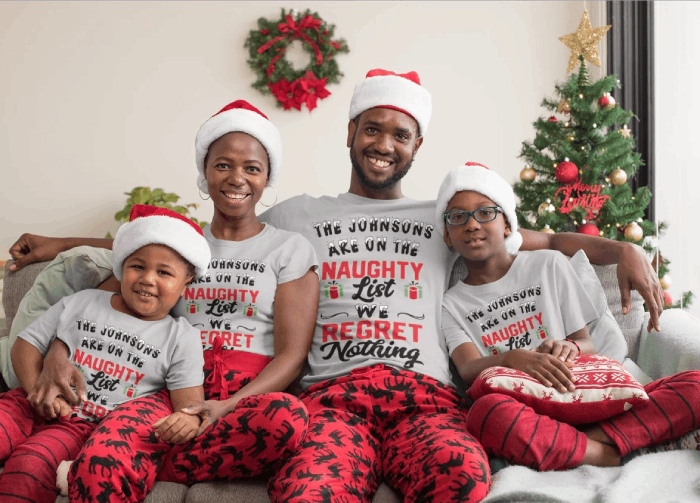 Personalised Family T-shirt for Christmas 